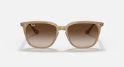 Ray-Ban sunglasses with tan frames and brown gradient lenses, front view