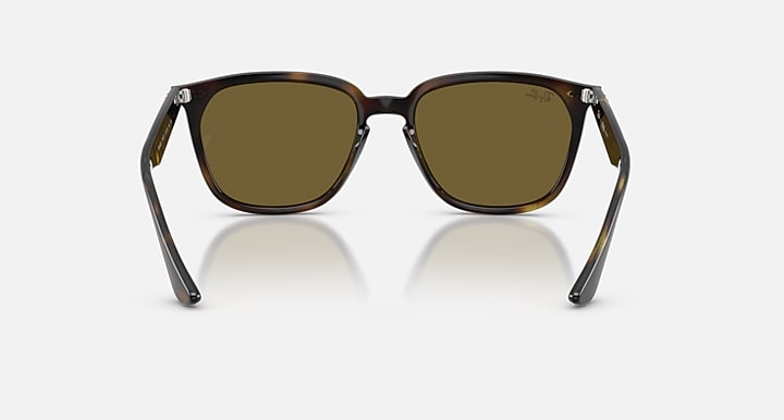 Ray-Ban sunglasses with tortoise frames and olive-tinted lenses, front view