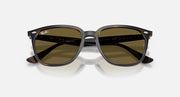 Ray-Ban sunglasses with dark gray frames and brown-tinted lenses, front view