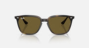 Ray-Ban sunglasses with dark frames and olive lenses, front view