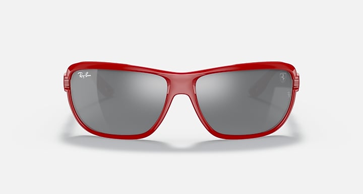 Red aviator sunglasses with dark gray lenses, wide square shape, full frame