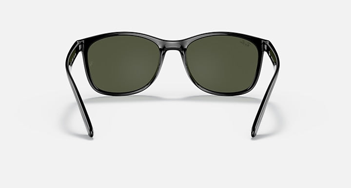 Ray-Ban RB4374 sunglasses front view, dark frame and green tinted lenses