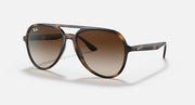 Sunglasses with havana frame and brown gradient lenses, large aviator style
