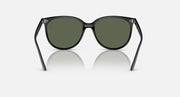 Black sunglasses front view with olive-green lenses and curved arms