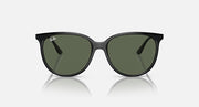 Black frame sunglasses with olive-green lenses, top view