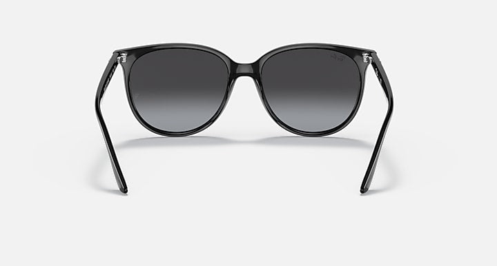 Black cat-eye sunglasses, front view with dark rounded lenses and frame