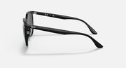 Black cat-eye sunglasses, side profile with slim temples and dark lenses