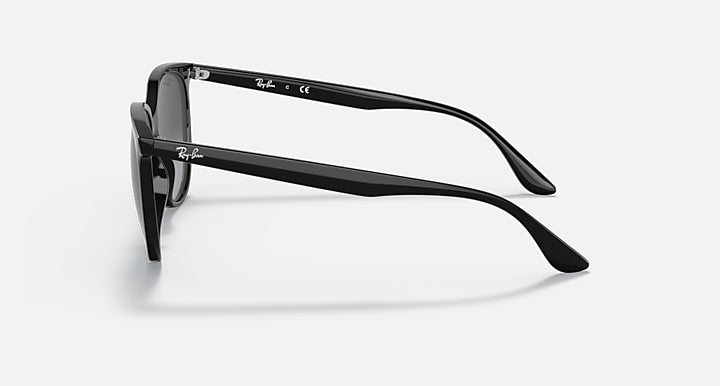 Black cat-eye sunglasses, side profile with slim temples and dark lenses