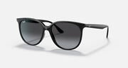 Ray-Ban RB4378 black cat-eye sunglasses with dark gradient lenses