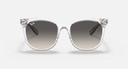 Ray-Ban RB4379D cat-eye sunglasses with silver frame and dark tinted lenses