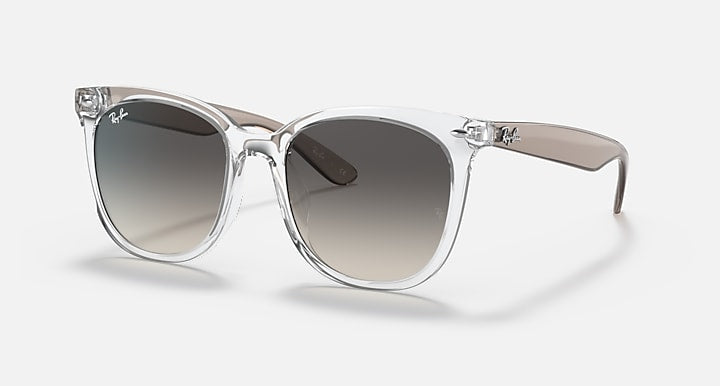 Ray-Ban RB4379D round sunglasses with silver frame and dark gradient lenses