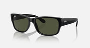 Ray-Ban RB4388 sunglasses, black frame with dark green polarized lenses