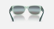Ray-Ban RB4388 square sunglasses front view with transparent green frame and dark lenses
