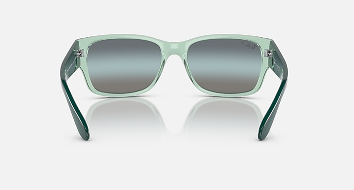 Ray-Ban RB4388 square sunglasses front view with transparent green frame and dark lenses