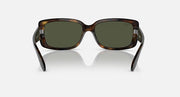 Front view havana brown sunglasses with dark green lenses and temples