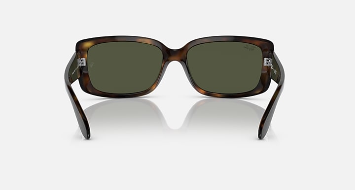 Front view havana brown sunglasses with dark green lenses and temples