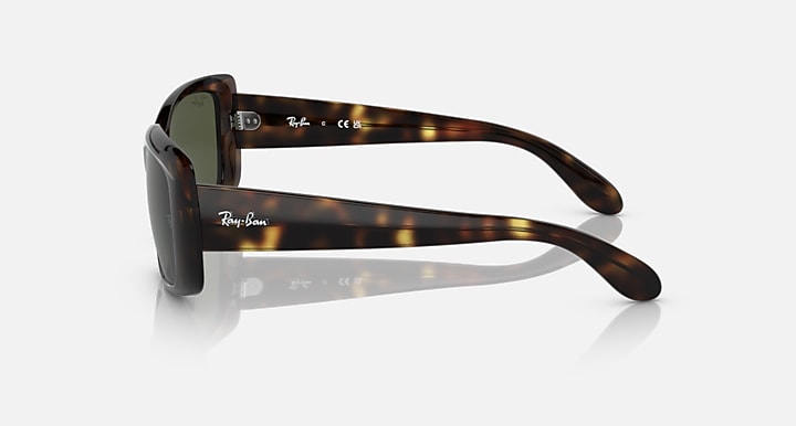 Havana brown sunglasses with dark green lenses, side profile
