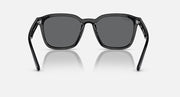 Ray-Ban black square sunglasses with gray lenses, front view and low nose bridge