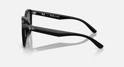 Ray-Ban black sunglasses side profile, gray lenses with sculpted temple arms