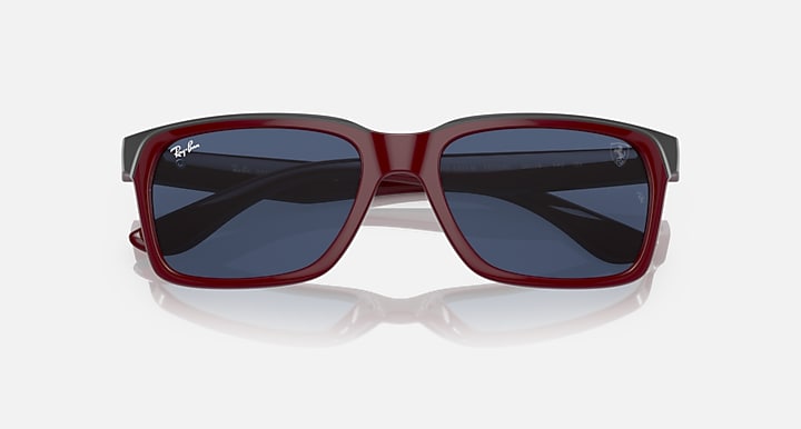Ray-Ban RB4393M sunglasses, dark red frame with dark lenses and black gradient tint