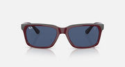 Ray-Ban RB4393M sunglasses, dark red frame with deep blue lenses and navy tint