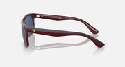 Ray-Ban RB4393M sunglasses side view, dark red frame with maroon rubber arms