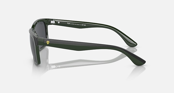 Ray-Ban RB4393M green sunglasses profile view with dark tinted lenses and arms