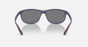Ray-Ban RB4394M sunglasses, front view with matte blue frame and dark lenses