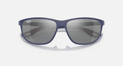 Ray-Ban RB4394M sunglasses, matte blue frame with dark grey gradient lenses