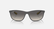 Ray-Ban RB4394M sunglasses, front view with dark frame and mirrored lenses