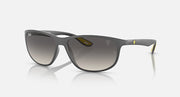 Ray-Ban RB4394M sunglasses, matte dark frame with dark mirrored lenses