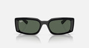 Black sunglasses with dark green lenses, rectangular squared shape