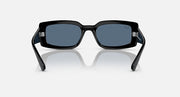 Black square sunglasses with dark blue lenses, front view