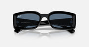 Black square sunglasses with dark blue lenses, slightly angled front view