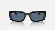 Black square sunglasses with dark blue lenses, front view