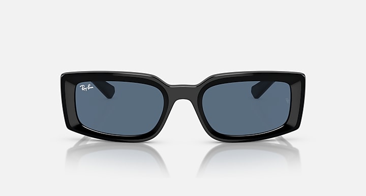 Black square sunglasses with dark blue lenses, front view