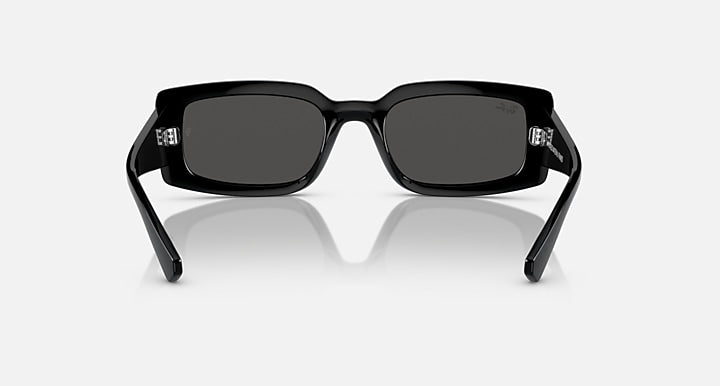 Black square sunglasses with dark grey lenses, front view