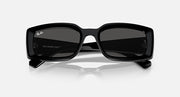 Black square sunglasses with dark grey lenses, slightly angled front view