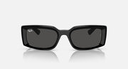 Black square sunglasses with dark grey lenses, front view