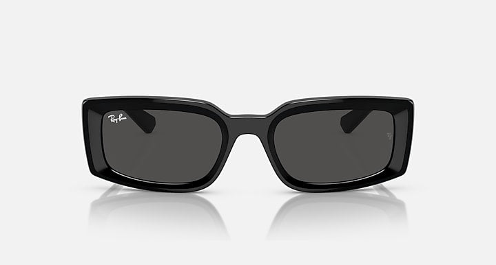 Black square sunglasses with dark grey lenses, front view