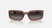 Translucent brown sunglasses with dark brown lenses, bold square frame