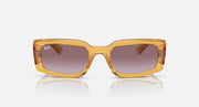 Ray-Ban Kiliane RB4395 sunglasses, amber rectangular frame with purple-brown lenses