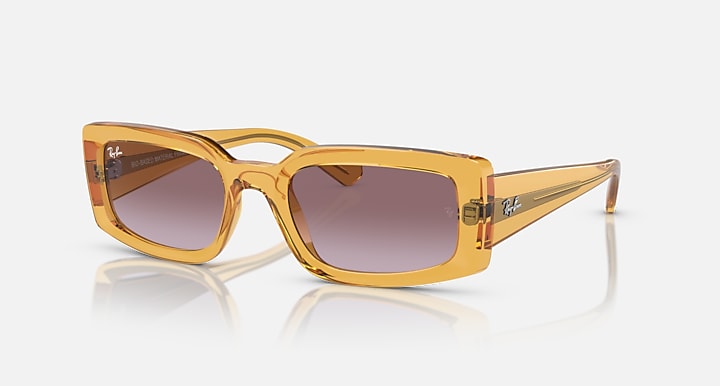 Ray-Ban Kiliane RB4395 sunglasses, amber rectangular frame with brown gradient lenses