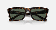 Ray-Ban rectangular sunglasses with tortoiseshell frame and dark green lenses