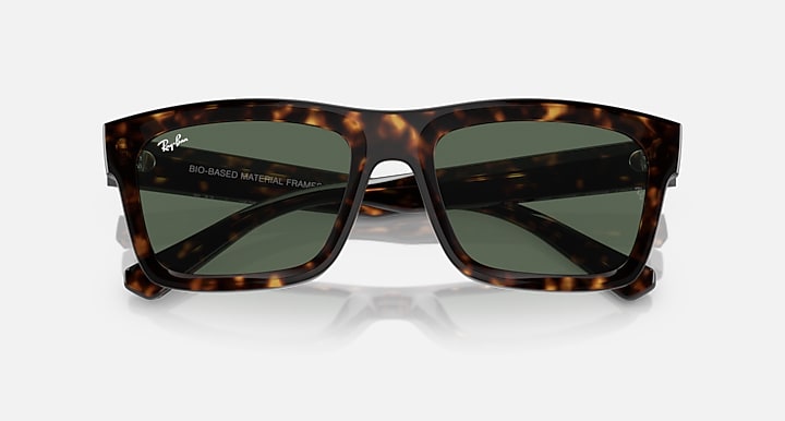 Ray-Ban rectangular sunglasses with tortoiseshell frame and dark green lenses