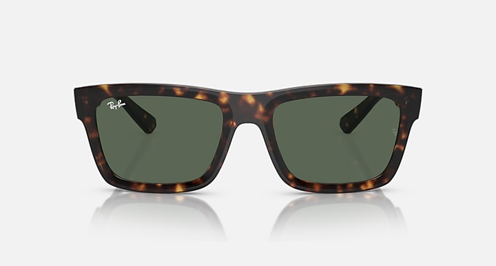 Ray-Ban square sunglasses with tortoiseshell frame and dark green lenses
