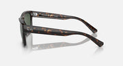 Ray-Ban sunglasses side view with tortoiseshell frame and dark green lenses