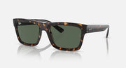 Ray-Ban square sunglasses with tortoiseshell frame and dark green lenses