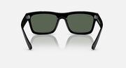Ray-Ban sunglasses with black frame and dark green lenses, front view