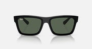 Ray-Ban sunglasses with black frame and dark green lenses, front view